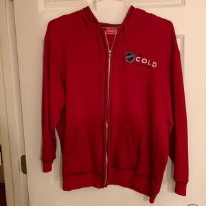 Vintage official coca cola brand embroidered metal zip up hoodie.